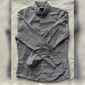 Men's Casual Blue and White Checkered Button Down Shirt